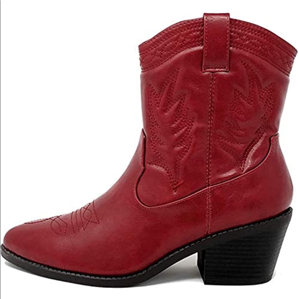 Women’s Soda red ankle cowboy boots